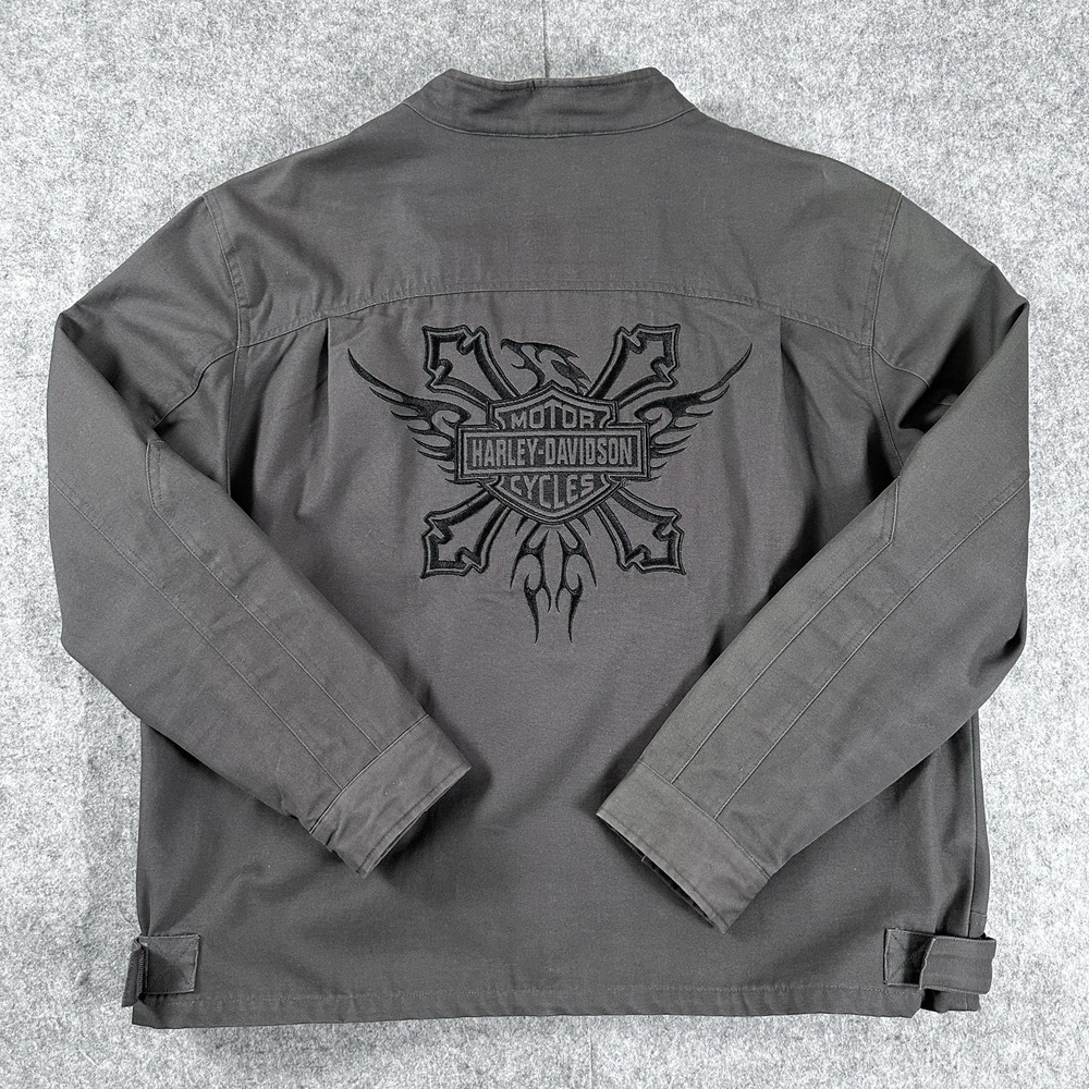 Vintage Harley Davidson Detroit Jacket Embroidered Mechanic Canvas Bomber - Picture 2 of 16